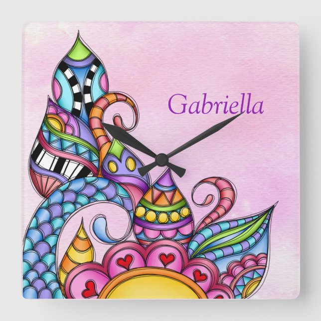 Horloge Carrée Formes et torons de Motifs (Recto)