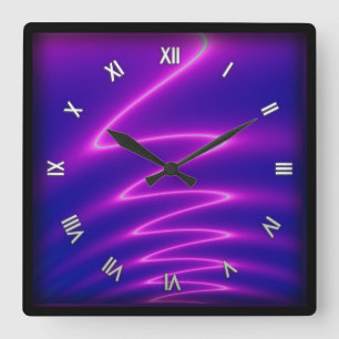 Horloge Carrée Foudre rose au néon