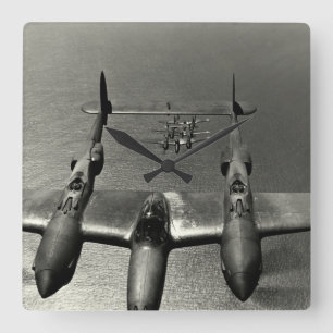 Horloge Carrée Foudres du 2ÈME GUERRE MONDIALE P-38