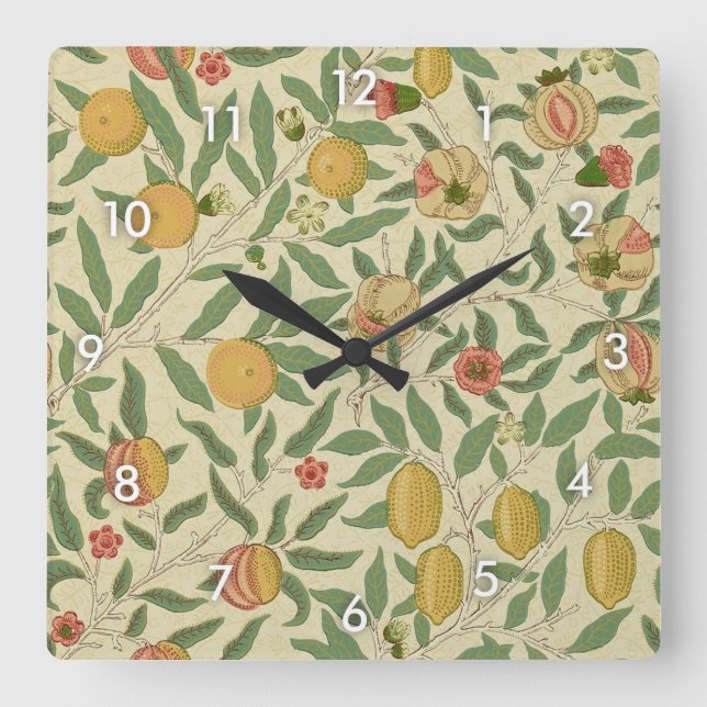 Horloge Carrée Four Fruit, William Morris (Recto)
