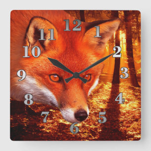 Horloge Carrée Fox rouge