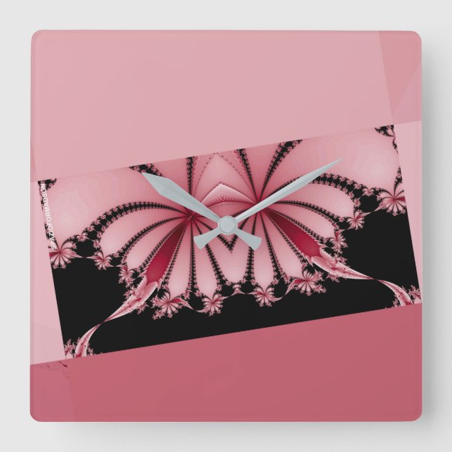 Horloge Carrée Fractal garden orchid (Recto)
