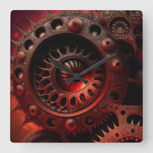 Horloge Carrée Fractale de Mandelbrot Steampunk Bronze