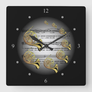 Horloge Carrée French Horn ~ Musique ~ La musique ~ Música ~ Mus