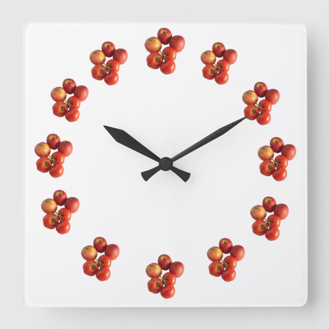 Horloge Carrée Fresh Apples and Tomatoes Wall Clock (Recto)