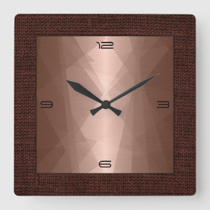 Horloge Carrée Frontière moderne en bronze de toile de jute