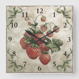 Horloge Carrée Fruit de fraises vintages