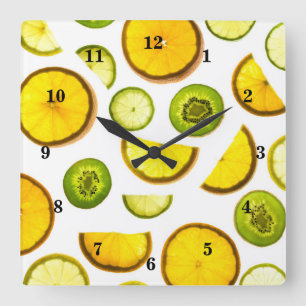 Horloge Carrée Fruits d'agrumes frais