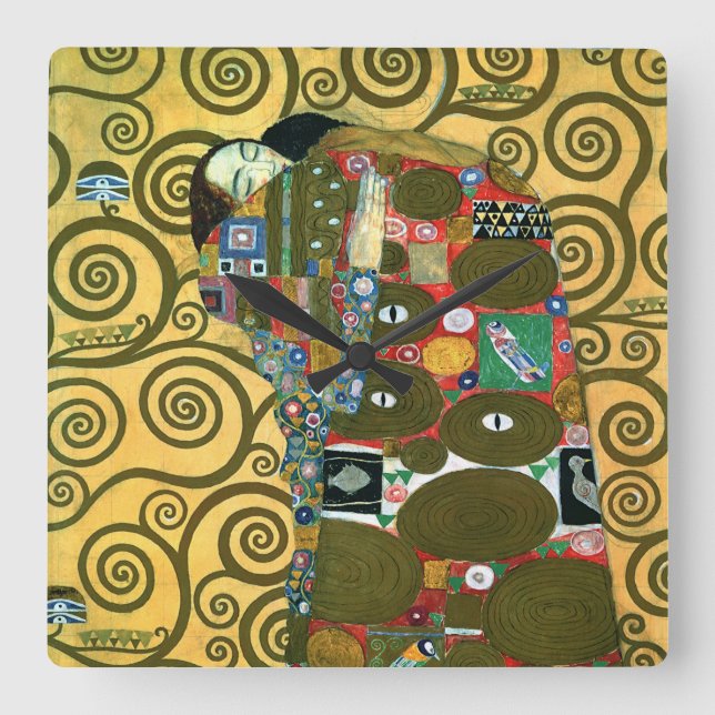 Horloge Carrée Fulfillment aka The Embrace par Gustav Klimt (Recto)