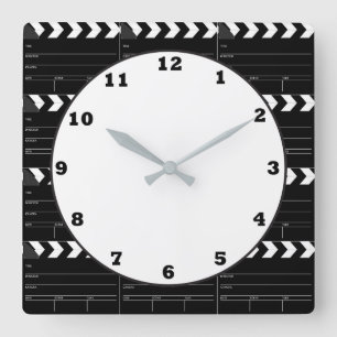 Horloge Carrée Fun Movie clapboard pattern clock