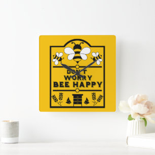 Horloge Carrée Funny Apiary Honey Farmer