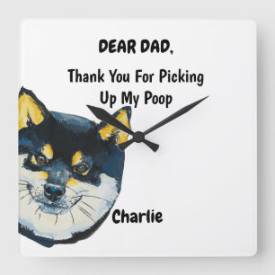 Horloge Carrée Funny Black Akita Inu