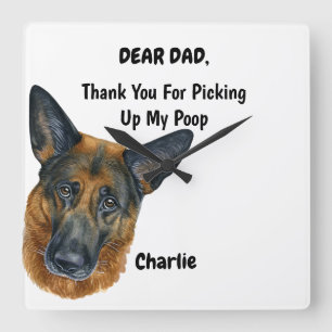 Horloge Carrée Funny German Shepherd Dad Watercolor Canine Art