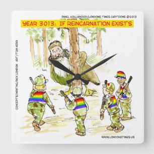 Horloge Carrée Funny LGBT Vs Giant Duck Square Wall Clock