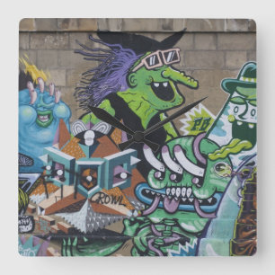Horloge Carrée Funny Wicked Green sorcière