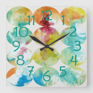 Horloge Carrée Fusionnement de la couleur II