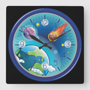 Horloge Carrée Galaxie colorée