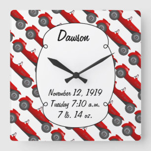 Horloge Carrée Garçons Chambre classique Cadeaux de voiture Sweet