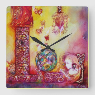 HORLOGE CARRÉE GARDEN OF THE LOST SHADOWS-FAIRIES ET BUTTERFLIES