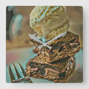 Horloge Carrée Gâteau à la crème glacée au chocolat