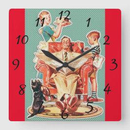 Horloge Carrée gâteau vintage de la famille nucléaire des années 