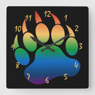 Horloge Carrée Gay Pride Bear Paw