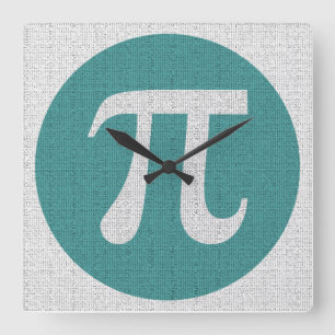 Horloge Carrée Geek mathématique symbole Pi, cercle bleu et chif