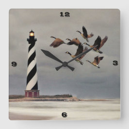 HORLOGE CARRÉE GEESE AU CAPE HATTERAS LIGHTHOUSE
