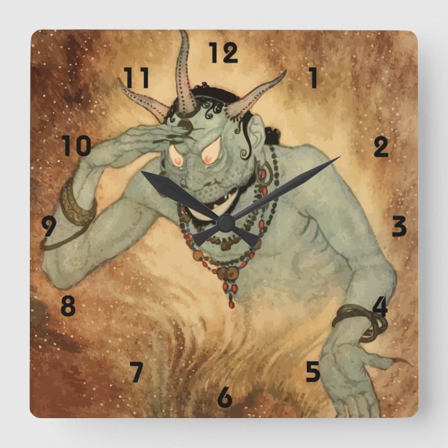Horloge Carrée Génie des nuits arabes par Edmund Dulac (Recto)