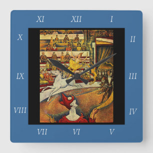 Horloge Carrée Georges Seurat's The Circus (1891) - Clown & Rider