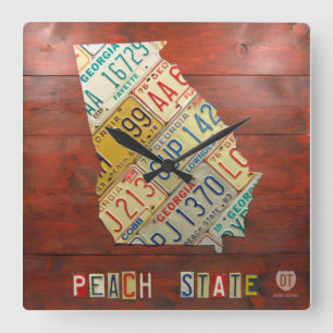 Horloge Carrée Georgia License Plate Map Clock