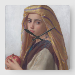 Horloge Carrée Girl With a Pomegranate par W.A. Bouguereau