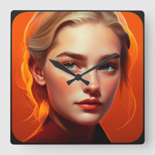 Horloge Carrée Girl with blue eyes
