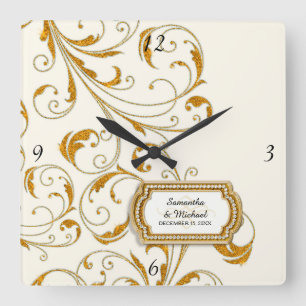 Horloge Carrée Glamour personnalisé Régence Old Hollywood Black T