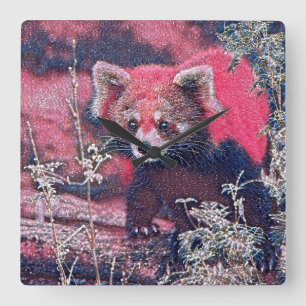 Horloge Carrée GlitzyAnimal_RedPanda_005