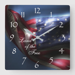 Horloge Carrée Glowing American Flag