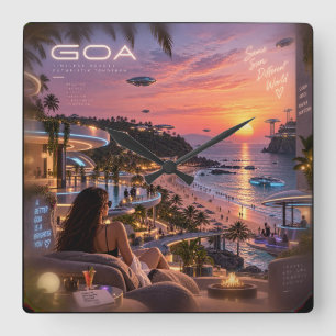 Horloge Carrée Goa • Beauté Intemporelle Avenir Futuriste • Même