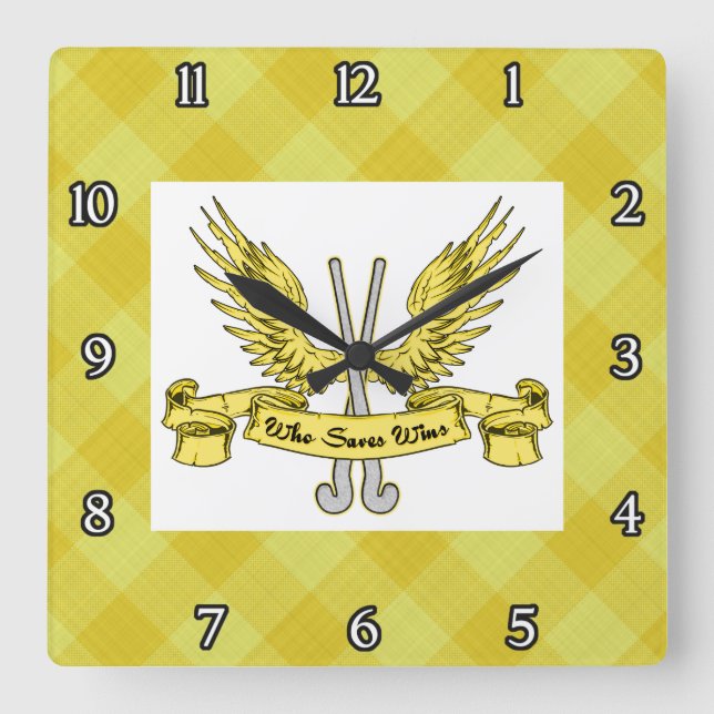 Horloge Carrée Goalie de hockey de terrain (Recto)
