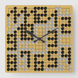 Horloge Carrée Goban Clock - 1-12 (Black and White Stones)