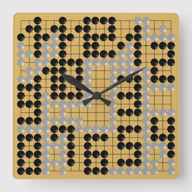 Horloge Carrée Goban Clock - 1-12 (Black and White Stones) (Recto)