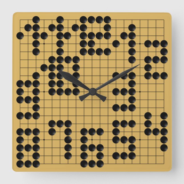 Horloge Carrée Goban Clock - 1-12 (Black Stones) (Recto)