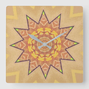 Horloge Carrée Golden Brown Star