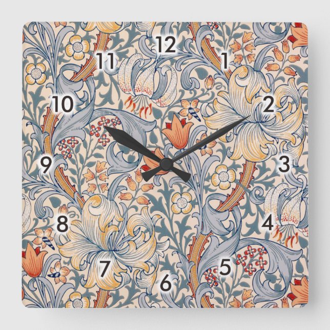 Horloge Carrée Golden Lily, William Morris (Recto)