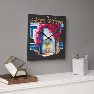 Horloge Carrée Golden Retriever
