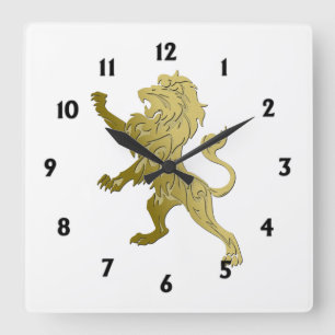 Horloge Carrée Golden Royal Lion