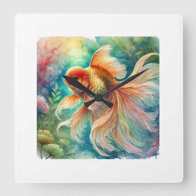 Horloge Carrée Goldfish in Tranquil Waters 240824AREF111 - Waterc (Recto)