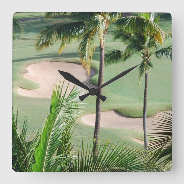 Horloge Carrée Golf Course à Tropics Wall Clock (Recto)