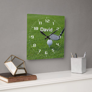 Horloge Carrée Golf Sport   Cadeau personnalisé