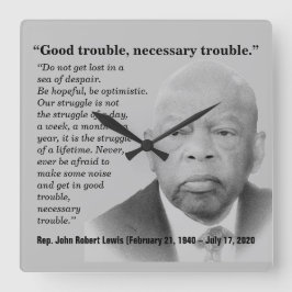 Horloge Carrée Good Trouble, John Lewis, gray