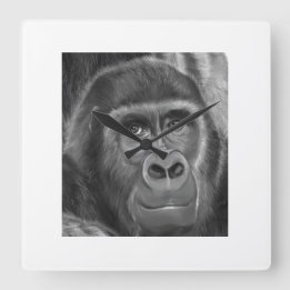 Horloge Carrée Gorilla sucking fingers Clock2 指しゃぶりのゴリラ時計